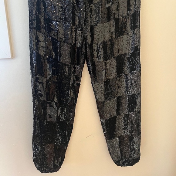 Black Sequin Retrofete Slacks - Unworn - Picture 2 of 4